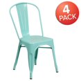 thumbnail image 4 of Commercial Grade 4 Pack Mint Green Metal Indoor-Outdoor Stackable Chair, 4 of 8