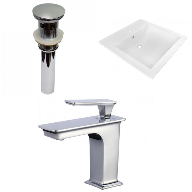 American Imaginations 21.5-in. W 1 Hole Ceramic Top Set In White Color - Overflow Drain Incl. AI-33211