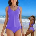 thumbnail image 2 of DGMIOCS Women's High Waisted Two Piece Swimsuit Plus Size Bikini Purple M, 2 of 9
