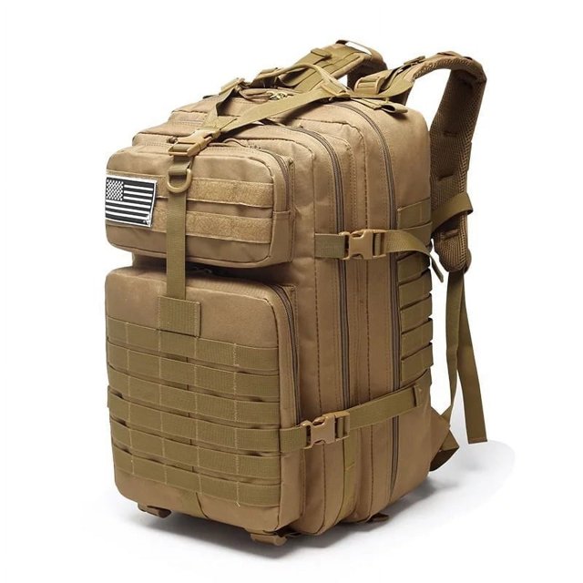 Sac à Dos Imperméable en Nylon 30 L/50 L, Sac Militaire d'Extérieur pour Randonnée, Pêche, Chasse, Camping et Randonnée, Noir (50 L)