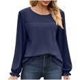 thumbnail image 1 of Timegard Blouse for Women Eyelet Scoop Neck Ruffle Long Sleeve Tops Fall Casual Comfy Tops Solid Color, 1 of 8