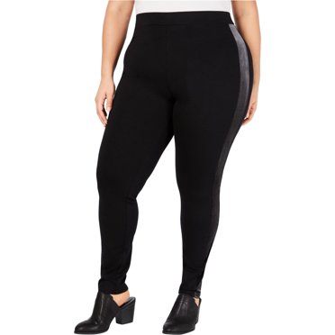 Style & Co. Womens Velvet Trim Casual Leggings, Black, Plus Size, 18W