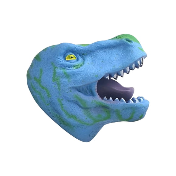 Marionnette Dinosaure en Vinyle Marionnette à Main Dinosaure Tête de Dinosaure Réaliste Jouets Marionnette à Main pour Adultes et Enfants Bleu