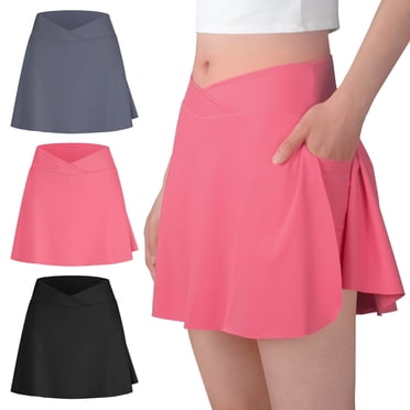 BIG ELEPHANT Lot de 3 Jupes-Short Athlétiques pour Filles - 2-en-1 avec Doublure Intégrée et Poches, Taille Élastique - pour Sports, Danse, École, Tenue de Jeu (Tailles TP-TG)