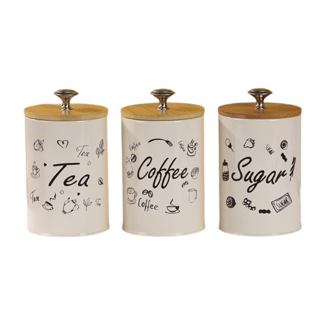 DOLITY Ensemble de 3 Pcs de Contenants de Cuisine Simples et Modernes pour Café Thé Sucre Ensemble Dessin Animé