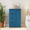 thumbnail image 4 of Gymax Armoire de Salle de Bain Autoportante en Bois à 4 Tiroirs Armoire de Rangement Réglable Bleu, 4 of 10