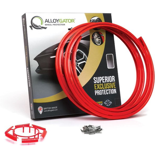 AlloyGator Exclusive Rim Protectors / Wheel Protectors (MADE IN BRITAIN), Rim Covers / Wheel Covers, Fits 12-24" OEM Rims & Aftermarket Wheels (Red)