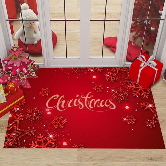Christmas Bath Mat Non Slip Shower Rug | Absorbent Floor Mat for Bathroom | Festive Decorative Bathroom Rug for Home Bedroom Entryway