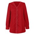 thumbnail image 4 of Timegard Plus Size Tops for Women Lace V Neck Puff Long Sleeve Dressy Casual Solid Color Tops Fall, 4 of 5