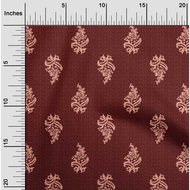 oneOone Georgette Viscose Fabric Leaves & Floral Block Printed Craft Fabric BTY 42 Inch Wide
