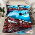 thumbnail image 2 of Erosebridal Christmas Train Bed Sheets Set Queen Size, Moon Print Bedding Set, Winter Snowflake Decor, 4-Piece, 2 of 6