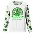 thumbnail image 5 of Pompotops Femmes St. Patrick'S Day Mode Imprimé en Vrac Manches Longues Chemisier Col Rond Casual Pull Tops Pullshirt Dégagement, 5 of 5