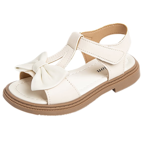Kids Girls Sandals Open Toe Ankle Strap Dress Shoes Wedding Party For Toddler Kids Bowknot Princess Shoes Girls Sandals White 31/7 Y—8 Y