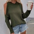 thumbnail image 5 of RKSTN Chandails pour Femmes Mode Couleur Unie Décontracté Col Rond Manches Longues T-Shirt Ample Blouse Hauts Chandail Chandails d'Automne, 5 of 5