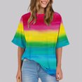 thumbnail image 2 of Pisexur Hauts pour Femmes Mode Décontractée Manches Courtes Col Rond T-Shirts Confortables Amples Imprimé Floral Blouses Printemps Été Hauts Élégants T-Shirts Imprimé Graphique Grande Taille Sorties S-5TG, 2 of 7