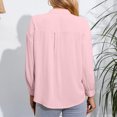 thumbnail image 4 of Yuyuzo Womens Shirts Long Sleeve Button down V Neck Solid Color Basic Fall Going out Tops for Women Blouse, 4 of 4