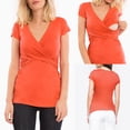 thumbnail image 3 of Bwiyojiz Tailles P-TTG Robe de Maternité de Printemps Mode T-Shirt à Manches Courtes d'Été Uni Col en V Décontracté Bouton Chemisiers Réguliers Spring's Tops Trends Vêtements de Grossesse, Cadeaux pour Sœurs de la Part d'Une Sœur, 3 of 9