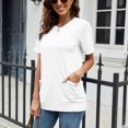 thumbnail image 3 of Pompotops Mode Femmes Été Décontracté Ample Manches Courtes Pull T-Shirt Blouse Unie, 3 of 8