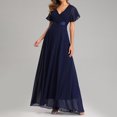 thumbnail image 2 of Robes d'Invitée de Mariage pour Femmes Portefeuille à Col en V en Mousseline Maxi Cocktail Soirée Bal Robe Élégante Longue Robe de Demoiselle d'Honneur, 2 of 7