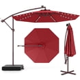 thumbnail image 1 of Costway Patio 10FT Hanging Offset Umbrella 32 LED Lights Sand Bag Outdoor Cross Base Wine, 1 of 10