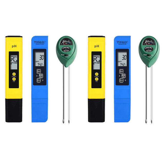 Lot de 6 TDS de PH-Mètre et Testeur de pH de Sol 3 en 1, Kit Numérique PH/EC, Jardin, Pelouse, Ferme