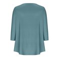 thumbnail image 4 of RXIRUCGD Women Casual Summer Solid T-shirt Quarter Sleeve Round Neck Ruched Pullover Blouse Tops, Green, Size: L, 4 of 5