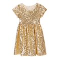 thumbnail image 1 of GDREDA Robe d'Été Imprimée Robe Fille Robe Bébé Tout-Petits Robe à Paillettes Enfants Robe de Fête Demoiselle d'Honneur Robe de Mariée Or,8a, 1 of 8
