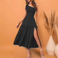 thumbnail image 2 of Kcodviy Robe d'Été Décontractée 2025 pour Femmes pour Adolescentes, une Épaule, Sans Manches, Robe Midi Smockée pour Femmes, Taille Élastique, Robe Midi à Étages, Robe d'Été Trapèze, 2 of 4