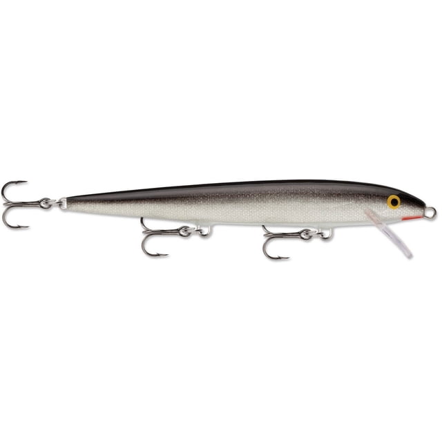 Rapala Original Leurre de Pêche Flottant 4-3/8 Pouces Argent avec Profil de minnow Mince, Dessus Noir Se Décolorant en Côtés Argentés et Ventre Blanc, Trois Hameçons Triples VMC en nickel Noir, et une Lèvre de Plongée en Plastique Transparent, Convient à la Pêche Peu Profonde à Mi-Profonde.