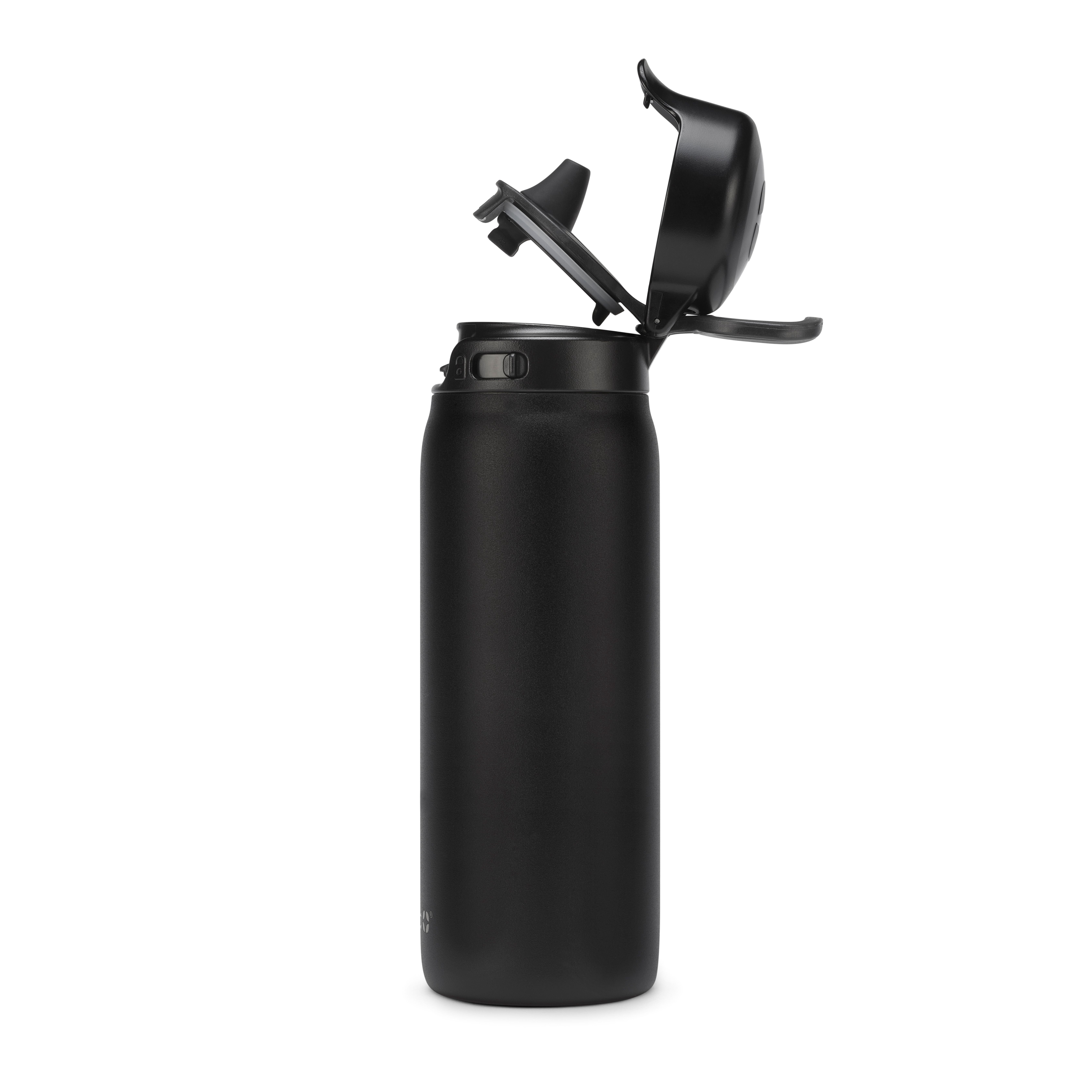 Ello 18 oz Flip & Fill Black Stainless Steel Water Bottle