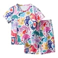 thumbnail image 1 of MIASHUI Boy Summer Short Clothes Dinosaur Prints T-shirt Tops Shorts 2Pcs Outfit Set,White,7-8 Years, 1 of 9