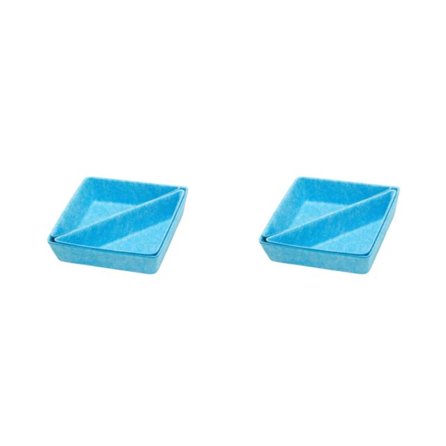 QualitChoice Home Hotel Felt Keys Tapes Phone Watch Storage Box Living Room Drawer Pens Remotes Jewellery Organizer Container Blue 2PCS