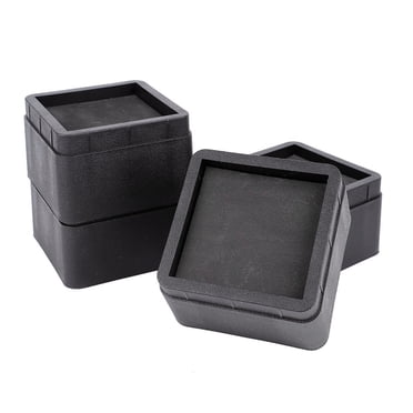 Herwey 4 Pcs Élévateurs de Lit Empilables Durables Noirs Carrés 2 Pieds de Meuble Protecteurs de Pieds de Sol, Pied de Sofa, Élévateur de Meuble