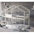 thumbnail image 3 of HMD Pasco Twin Over Twin Solid Wood House Loft Bed Frame Box A, Antique White, 3 of 3