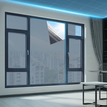 Leutsin One Way Privacy Film,One Way Privacy Window Film Day and Night Window Tint for Home,Mirror Vinyl Roll Heat Control Anti Uv Static Cling Sliding Door Coverings No Glue Garage Solar Paper