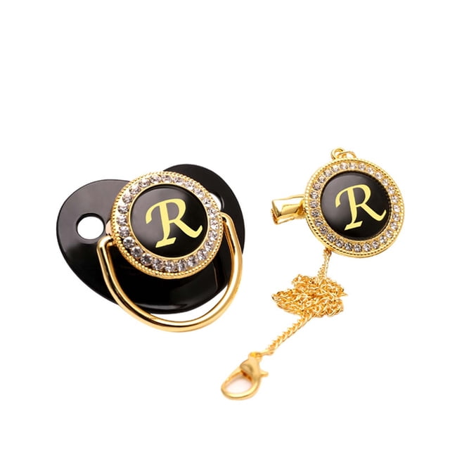 Baby Pacifier 26 Letter Name Initial Clip Silicone Infant Nipple Bling Newborn Pacifier