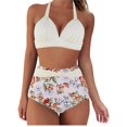 thumbnail image 1 of Womens Two Piece Swimsuits Halter Neck Top High Waisted Bathing Suits Tummy Control Bikini Swimwear, 1 of 4