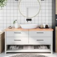 thumbnail image 1 of vidaXL Bathroom Countertop Light Brown 160x40x(2-4)cm Treated Solid Wood, 1 of 7