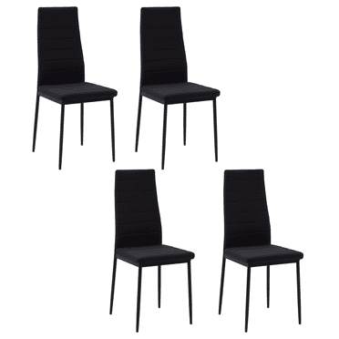 HOMCOM Ensemble de 4 Chaises de Salle à Manger, Chaises d'Appoint Rembourrées en Tissu de Lin Noir
