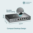 thumbnail image 3 of TP-Link ER605 V2 Wired Gigabit VPN Router, Up to 3 WAN Ethernet Ports + 1 USB WAN, SPI Firewall SMB Router, Omada SDN Integrated, Load Balance, Light, 3 of 8