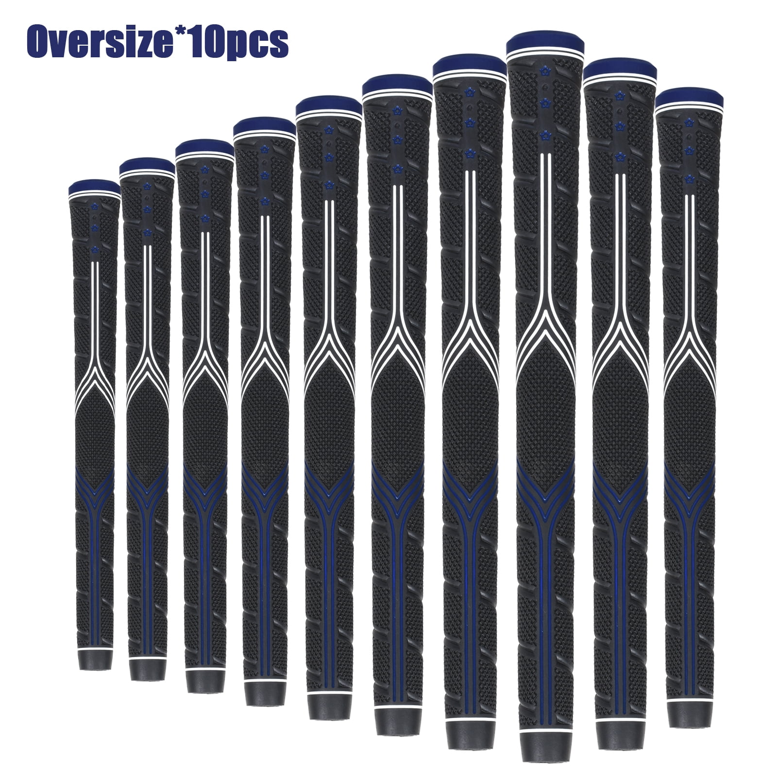 10PC Premium Golf Grip – Black Rubber Anti-Slip Handle (Standard/Medium/XL) – High Feedback Golf Club Grip for Enhanced Control Oversize Blue10pcs