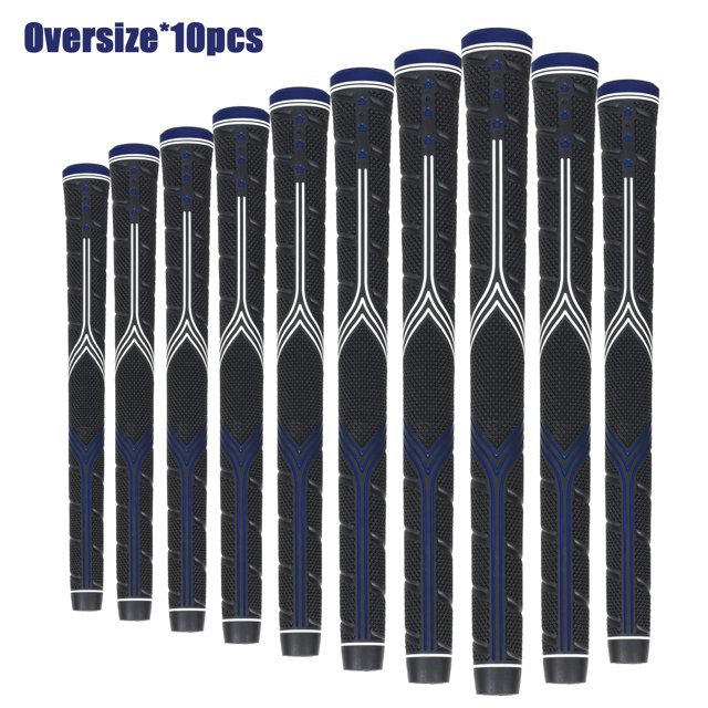 10PC Premium Golf Grip – Black Rubber Anti-Slip Handle (Standard/Medium/XL) – High Feedback Golf Club Grip for Enhanced Control Oversize Blue10pcs