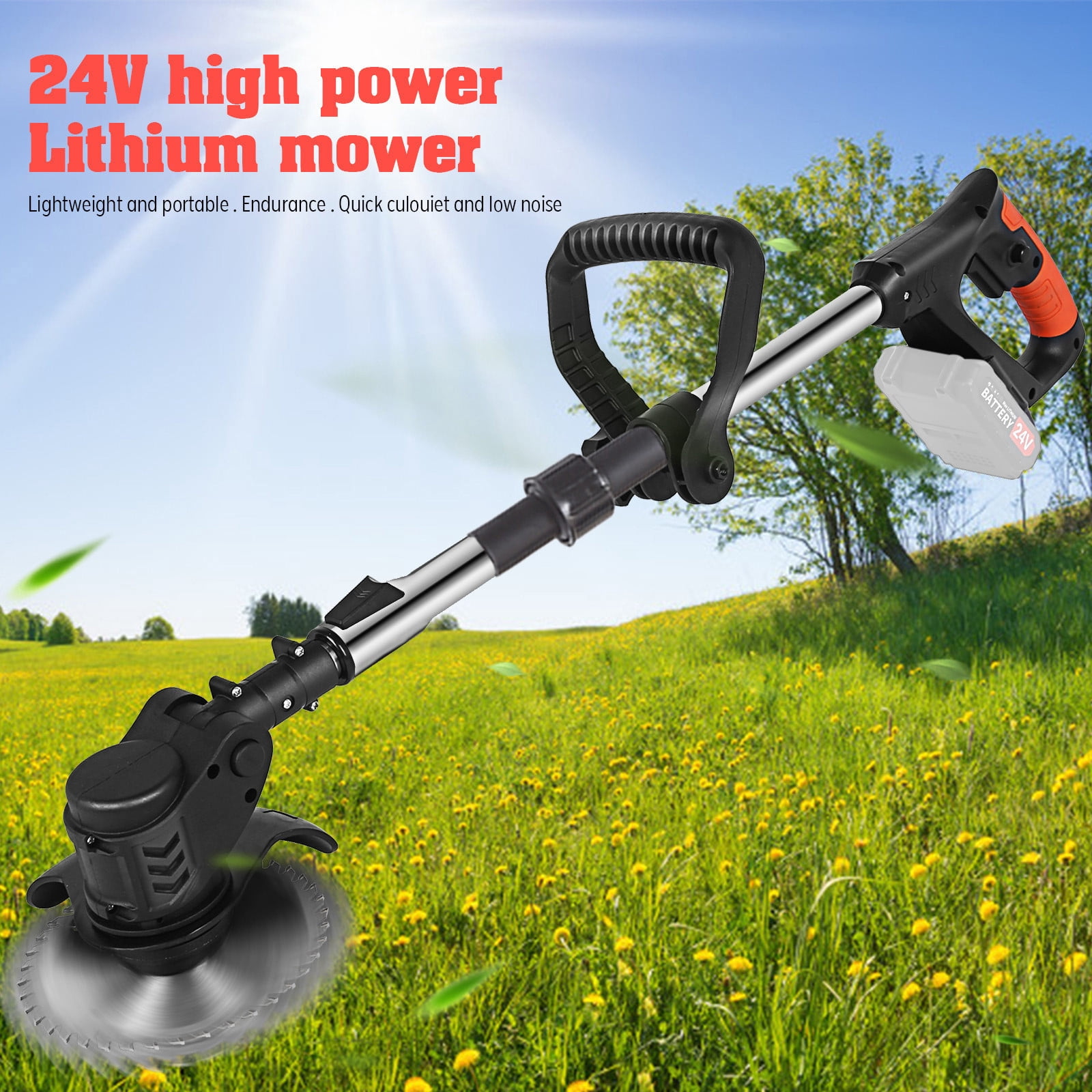 Bilqis Foldable String Grass Trimm Er Weed Eater Without 24V Lithium- Batteries