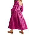thumbnail image 3 of Robe Longue pour Femmes Manches Longues Col Carré Broderie Fleur Robe Évasée, 3 of 6