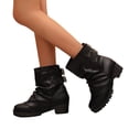 thumbnail image 4 of LOVZFMLL Boots for Women Mid Calf Stovepipe Boots Round Toe Slip Resistant Low Chunky Heel Punk Style Fall Winter Shoes, 4 of 7