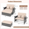 thumbnail image 3 of Costway Wicker Loveseat Sofa Set Patio Rattan Daybed with Ottoman & Retractable Side Tray Brown, 3 of 10