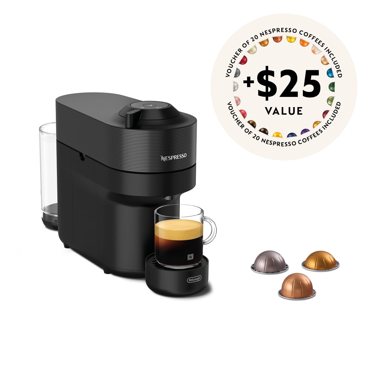 Nespresso Vertuo Pop Coffee and Espresso Machine by De'Longhi, Black
