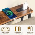 thumbnail image 2 of Ktaxon 79" Narrow Console Sofa Table with Charging Station, Long Couch Table with Metal Frame and Charge Station with 4.9ft Extension Cord, Rustic Brown, 2 of 11