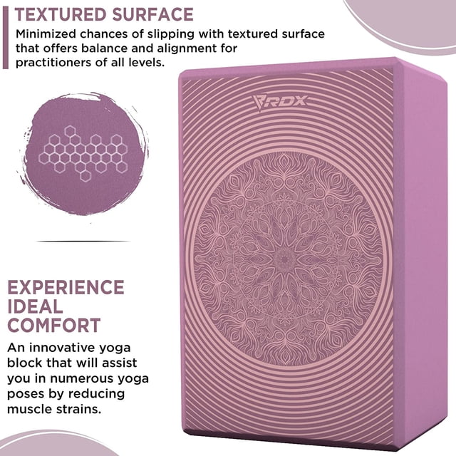 RDX Yoga Block Set, Non-Slip High-Density Eva Foam Brick for Pilates Flexibility Body Balance, Easy Grip Surface for Stability Strength Training Deepen Poses Exercise Office Home Gym, 23x15x9.8CM