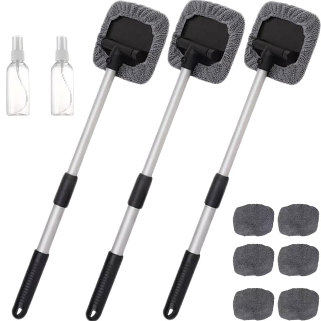 Glass Spray Bottles,Cleaner Tool Magnetic Car Window Cleaner Expandable Car Window Cleaner with Reusable Microfiber Pads and Spray Bottles,Glass Spray Bottle,Glass Cleaner Spray